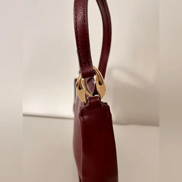 Mango Burgundy Shoulder Bag with Gold Accents - Picture 4 of 8